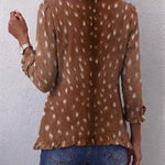Chaqueta de volantes con estampado animal bohemio Zoe, vista posterior
