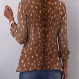 Chaqueta de volantes con estampado animal bohemio Zoe, vista posterior