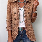 Chaqueta de volantes con estampado floral bohemio Santina, vista frontal