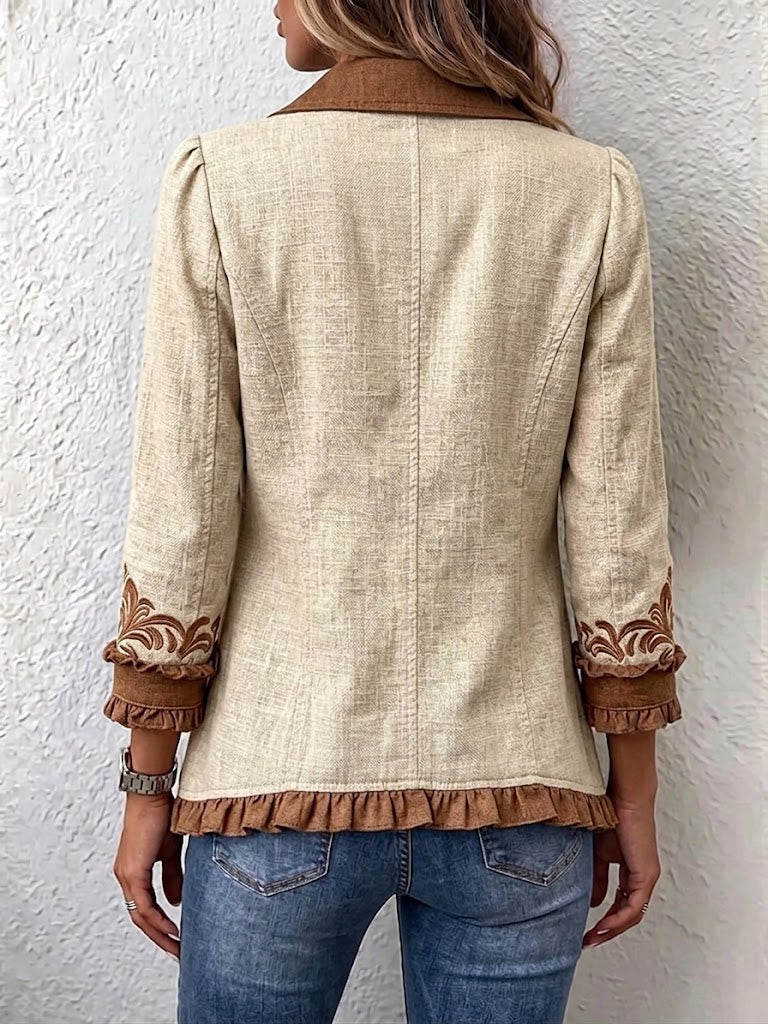 Chaqueta vintage bohemia de flores con volantes Caridad, vista posterior