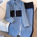 Conjunto de chaqueta bicolor y pantalón de pierna ancha Xiana, vista frontal