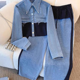 Conjunto de chaqueta bicolor y pantalón de pierna ancha Xiana, vista frontal