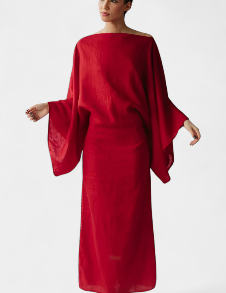 Kamilia Vestido Kimono de Lino y Algodón