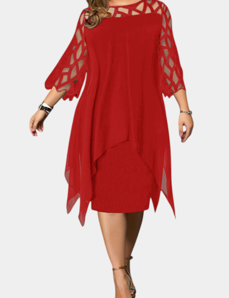 Yana Vestido Talla Grande con Mangas de Encaje