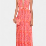 Prisca Vestido Maxi Plisado con Espalda Abierta y Cuello Halter