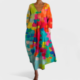 Ana - Vestido colorido con escote en V